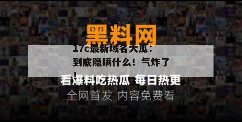 17c最新域名大瓜:到底隐瞒什么!气炸了!